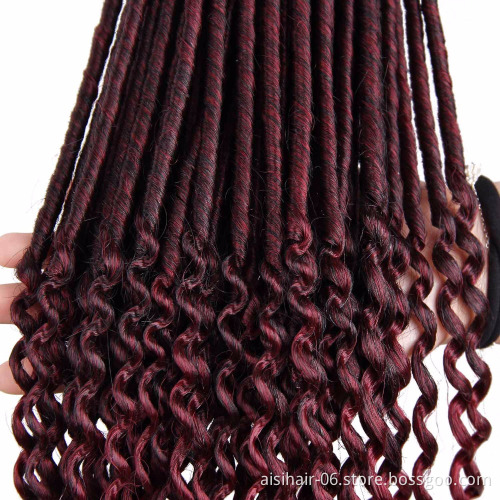 Heat Resistant Top Quality Wine Red Color Dreaklocks Braid Hair Extension Synthetic Wine Red Color Hair